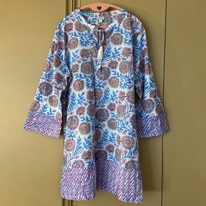 NWT J Crew Tassel Beach Tunic Floral Vine Block Print, Size XL